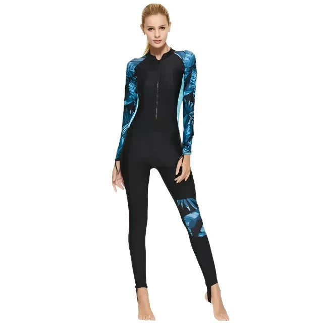 Combinaison de plongée femme – Ajustée – Manches longues – Fermeture zippée devant