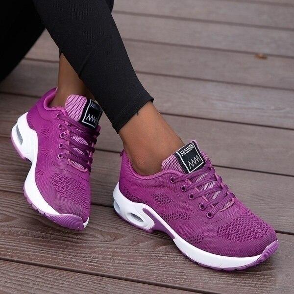 Chaussures de sport femme – Maille respirante – Semelle amortissante – Ajustement ergonomique