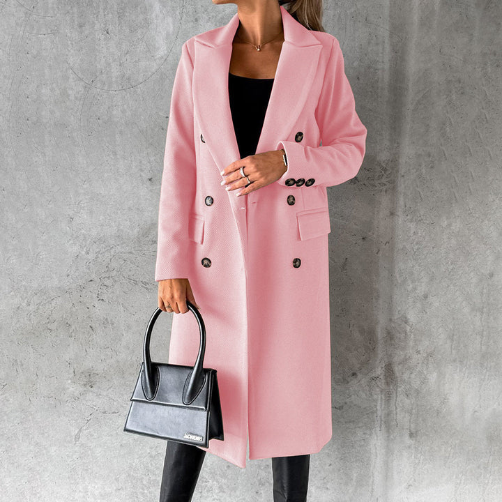 Women's Coat - Wool Blend - Structured Cut - Knee Length - Shawl Collar