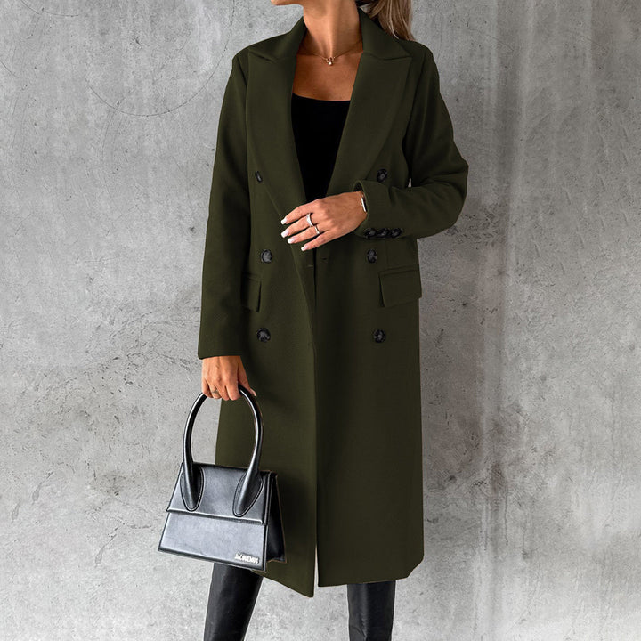 Women's Coat - Wool Blend - Structured Cut - Knee Length - Shawl Collar