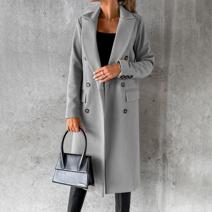 Women's Coat - Wool Blend - Structured Cut - Knee Length - Shawl Collar