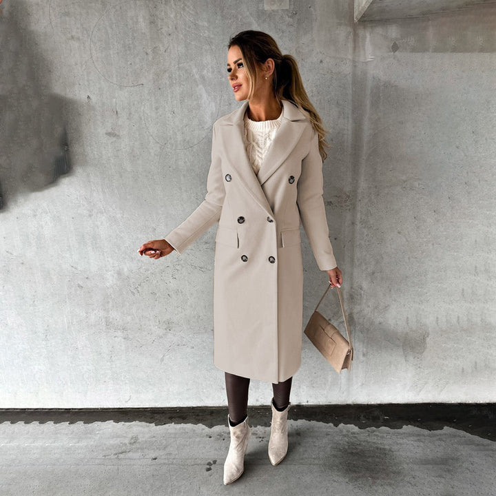 Women's Coat - Wool Blend - Structured Cut - Knee Length - Shawl Collar