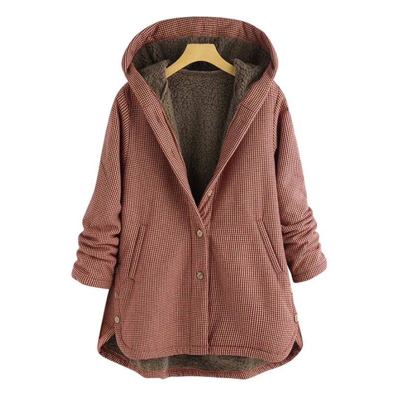 Women's Jacket – Oversized Cut – Soft Lining – Hood – Button Closure