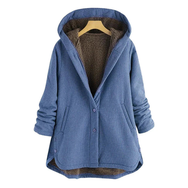 Women's Jacket – Oversized Cut – Soft Lining – Hood – Button Closure