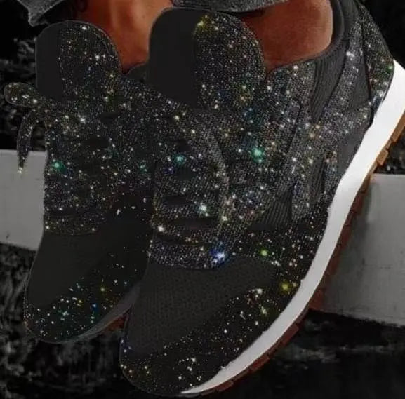 Women's Sneakers – Shiny Sequins Design – Low-cut – Casual Comfort Shoes