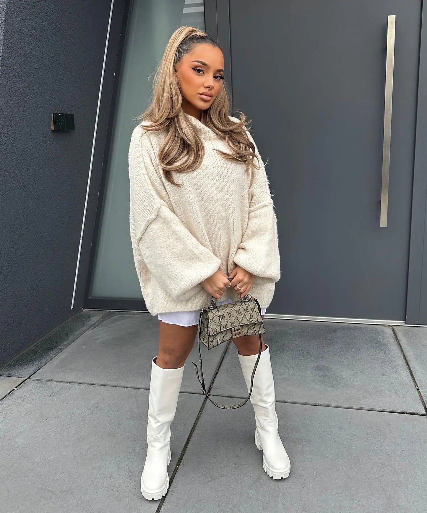 Imogen Oversized Turtleneck Sweater | Ribbed Turtleneck Sweater