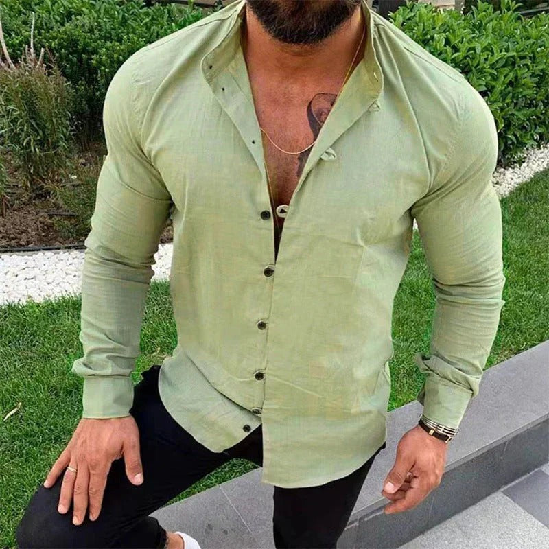 Men's shirt – Slim fit – Long sleeves – Natural fibers – Casual chic style