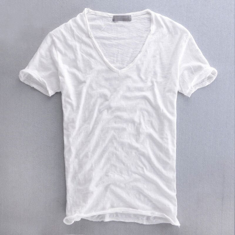 Men's T-shirt – Natural fibers – V-neck – Soft knit – Regular fit – Short sleeves