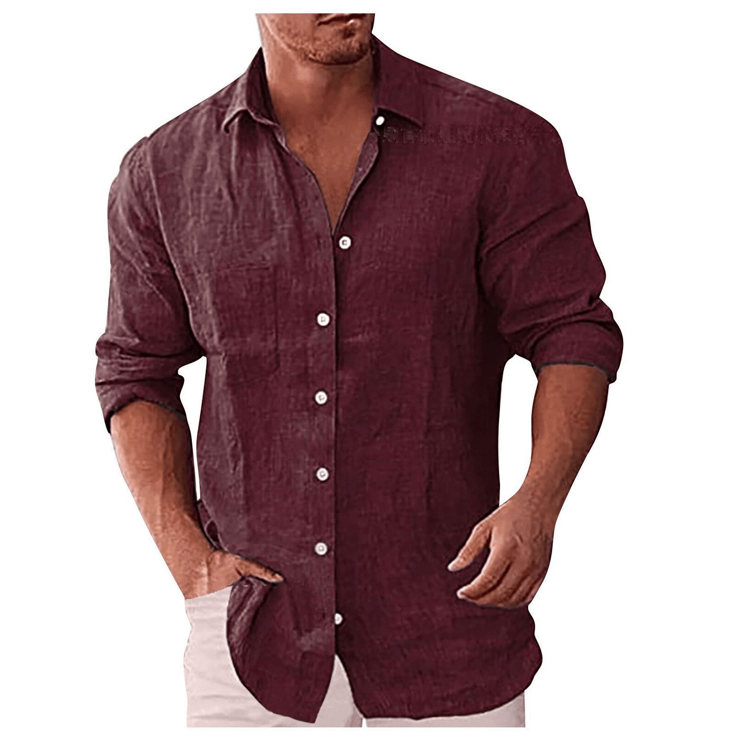 Men's shirt – Natural fibers – Relaxed fit – Long sleeves – Classic collar