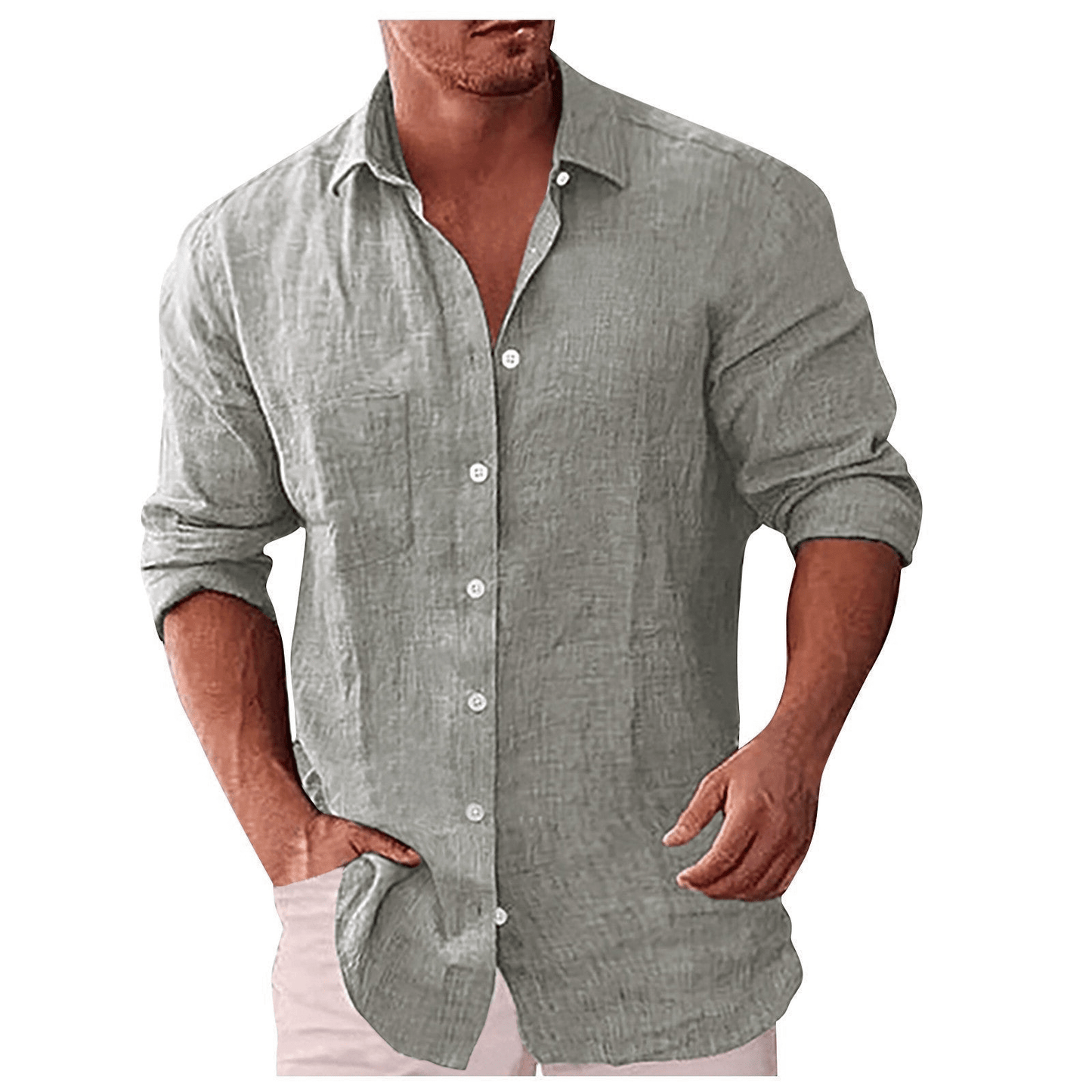 Men's shirt – Natural fibers – Relaxed fit – Long sleeves – Classic collar