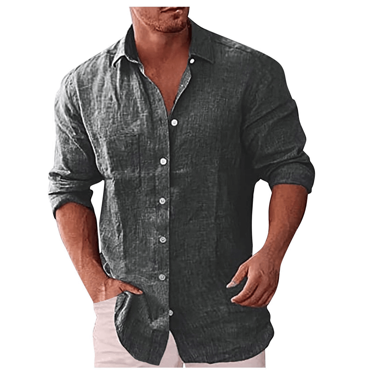 Men's shirt – Natural fibers – Relaxed fit – Long sleeves – Classic collar