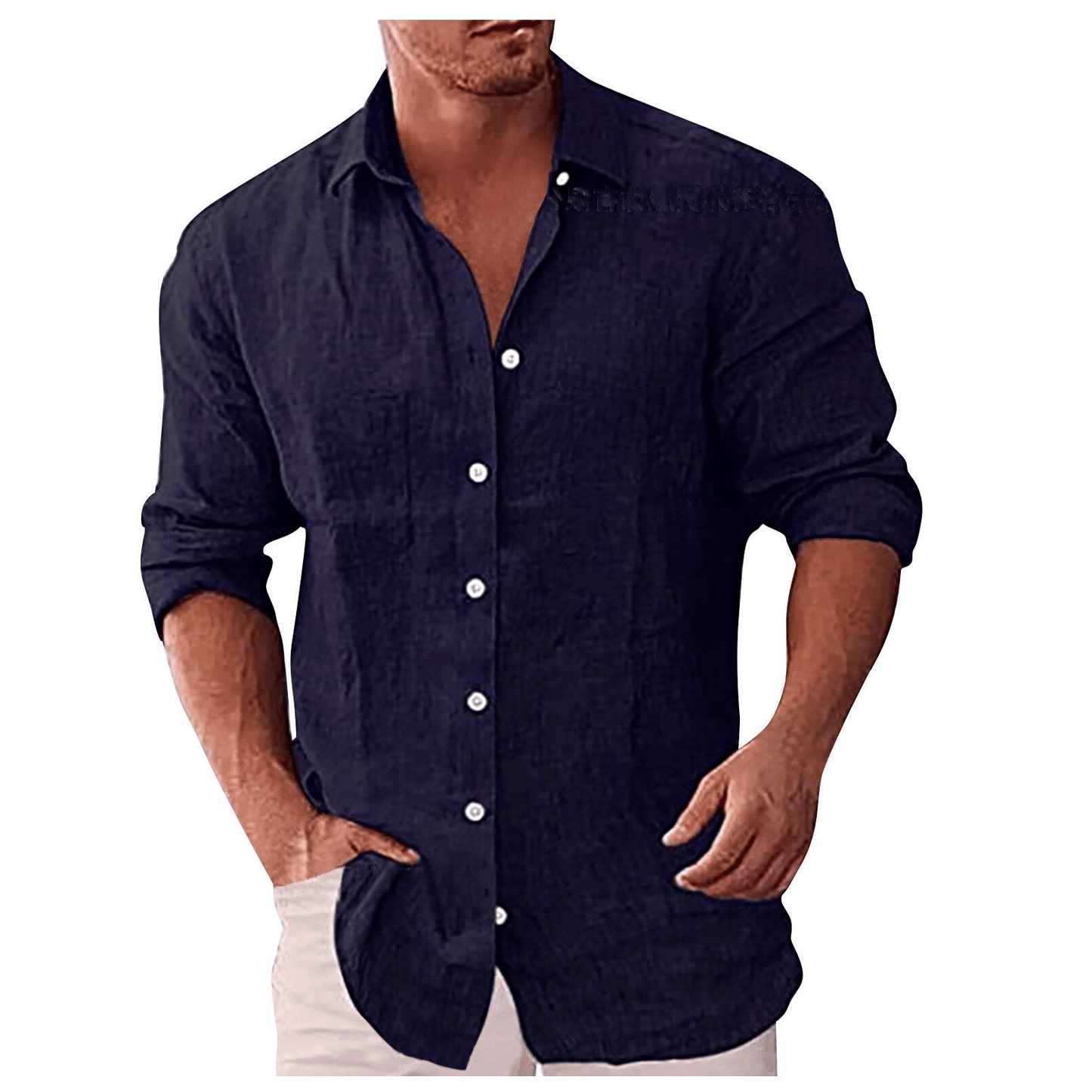 Men's shirt – Natural fibers – Relaxed fit – Long sleeves – Classic collar