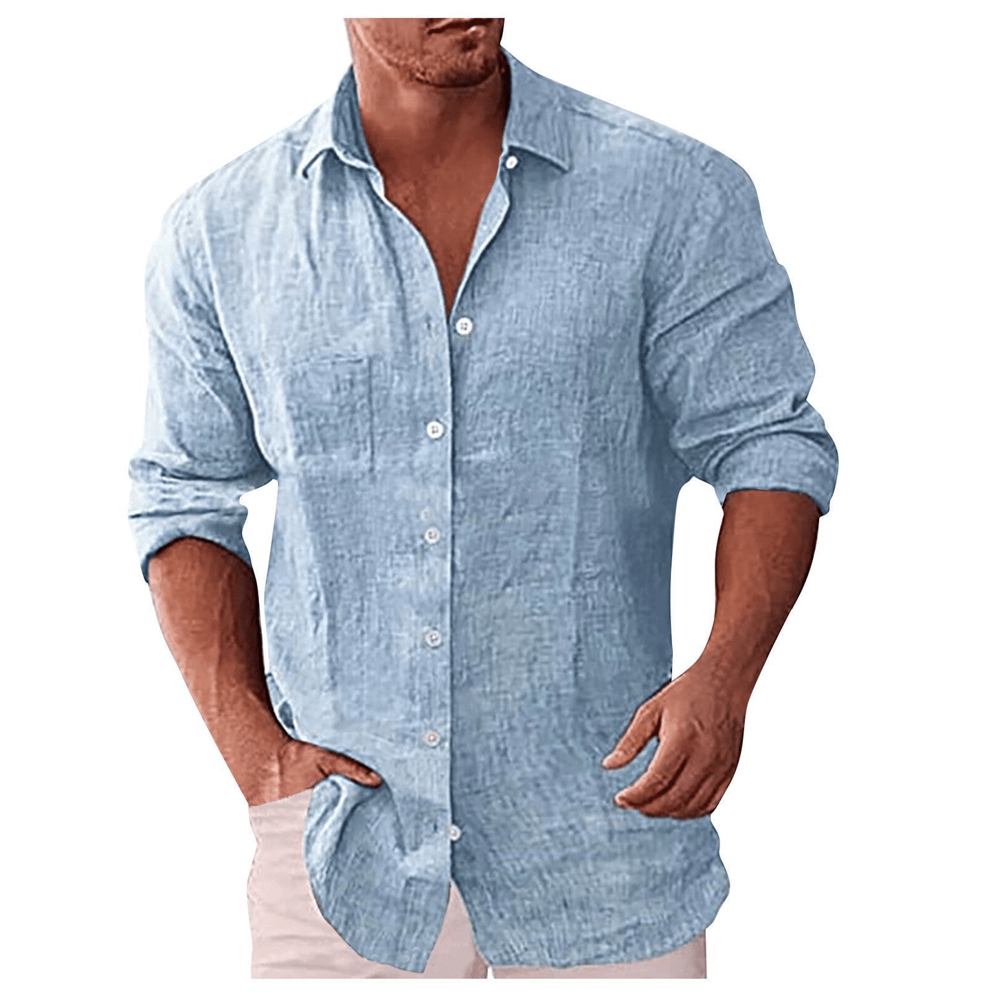 Men's shirt – Natural fibers – Relaxed fit – Long sleeves – Classic collar