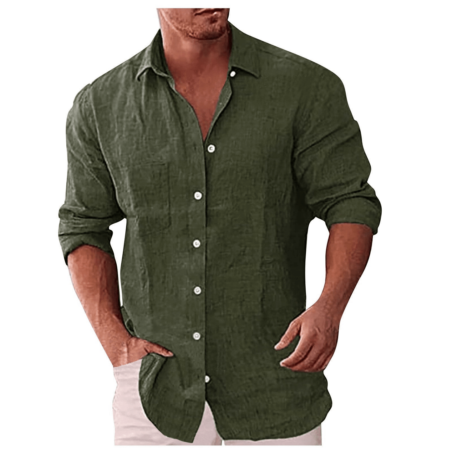 Men's shirt – Natural fibers – Relaxed fit – Long sleeves – Classic collar