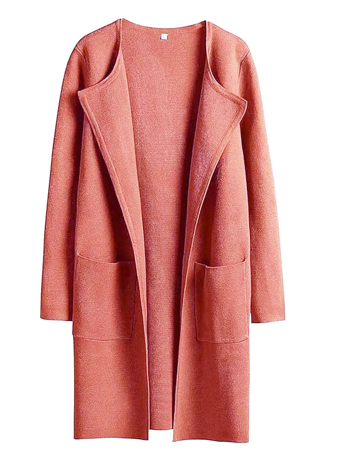 Manteau femme mi-long – Laine mélangée – Coupe droite – Col large – Style épuré