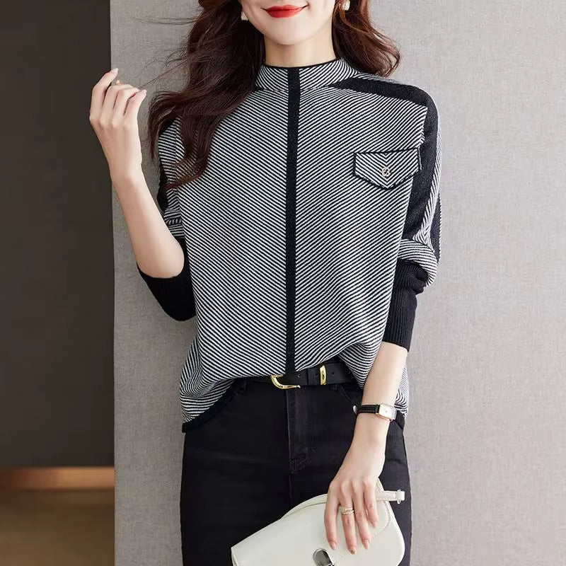 Chiara Regular Fit Pullover Sweater | Mock Neck Pullover Sweater