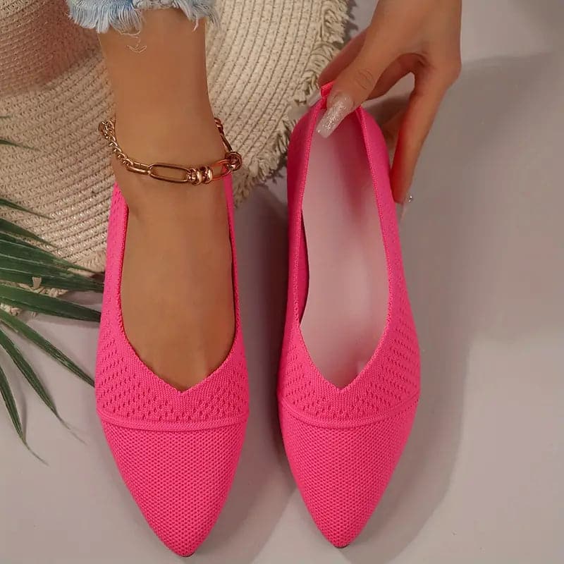 Women's ballet flats – Elegant pointed toe – Soft breathable knit – Easy slip-on