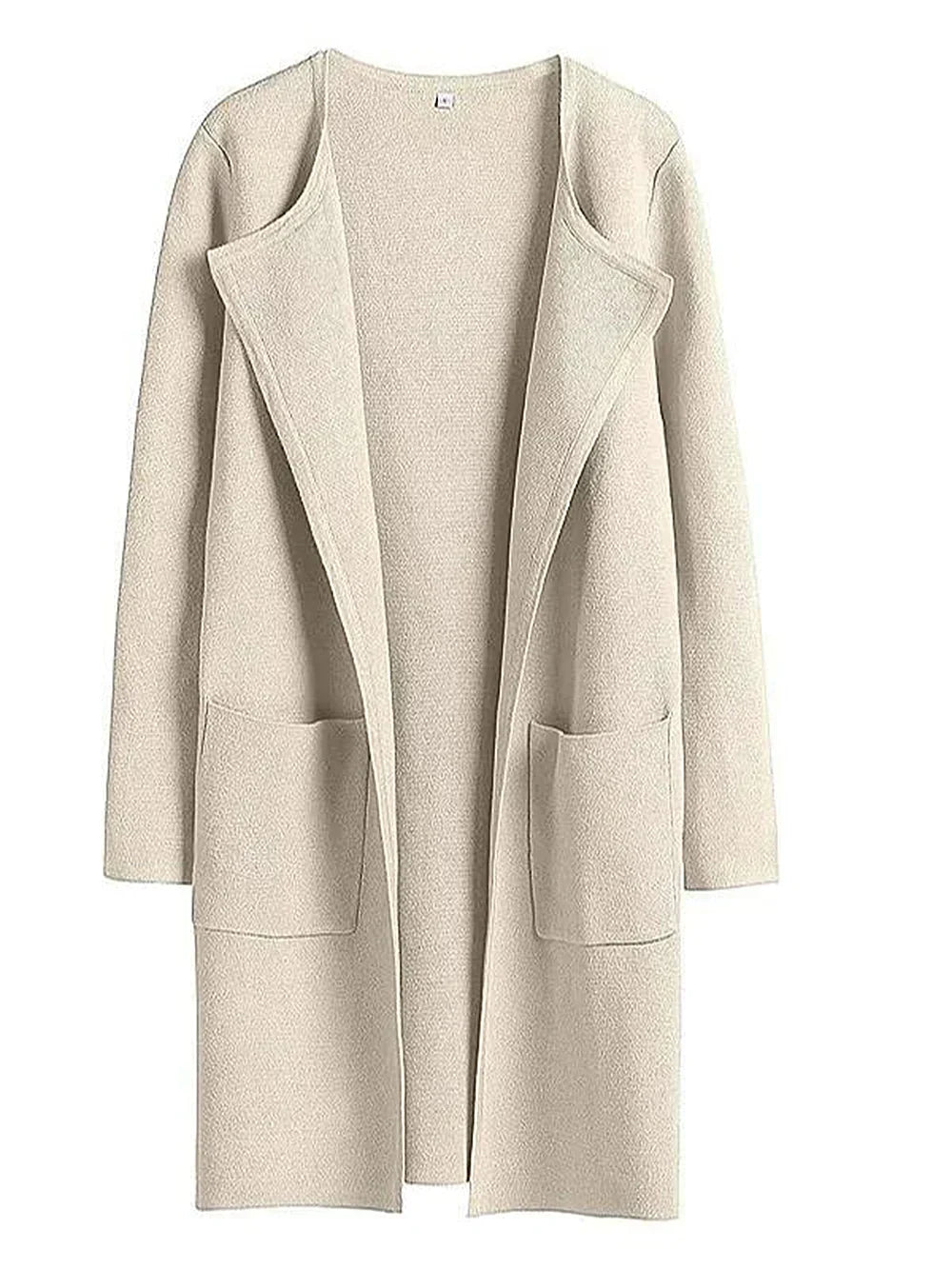 Manteau femme mi-long – Laine mélangée – Coupe droite – Col large – Style épuré