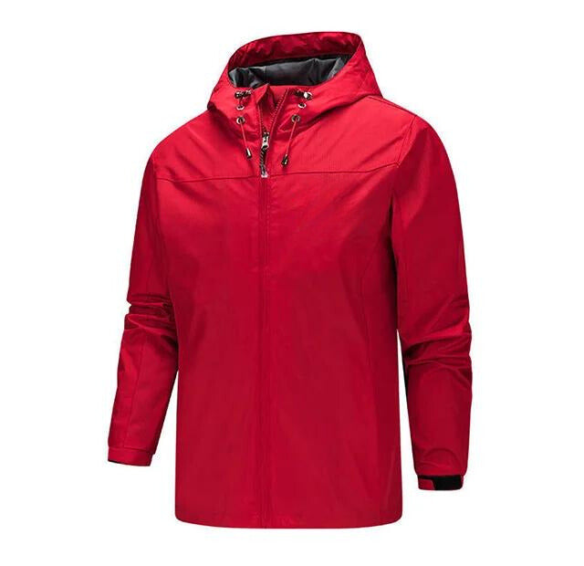 Men's waterproof jacket – Straight cut – Adjustable hood – Zippered closure