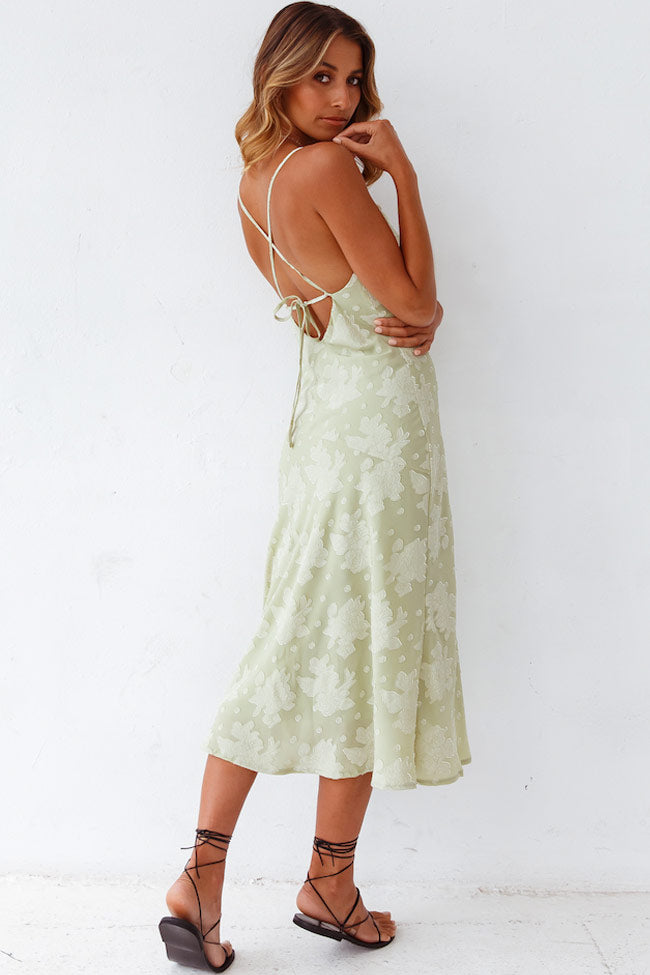 Midi dress for women – Fitted cut – Cowl neck – High slit – Luxurious floral fabric