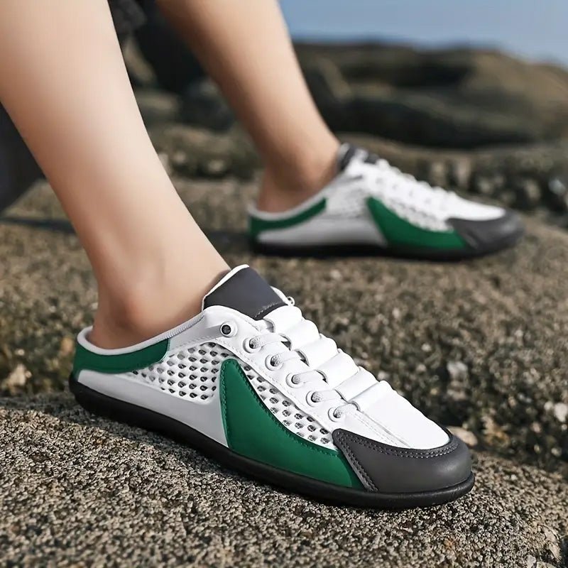 Men's slides – Slip-on design – Breathable fabric – Casual sporty style