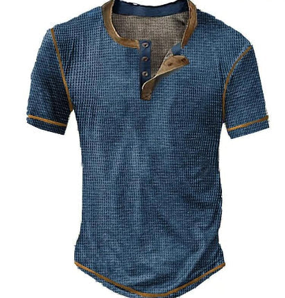 Men's Henley T-shirt – Soft knit – Regular fit – Short sleeves – Vintage style