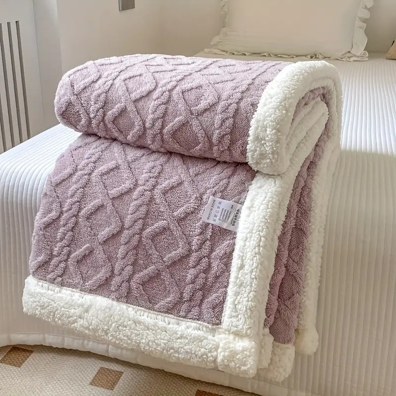 Cozy Sherpa Texture Throw Blanket With Plush Lining