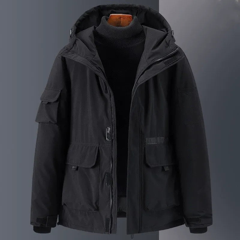Quilted men's jacket – Hood – Water-repellent – Relaxed fit – Utility pockets