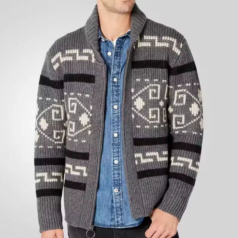 Gilet Homme – Maille Laine – Coupe Régulière – Fermeture Zippée – Col Revers
