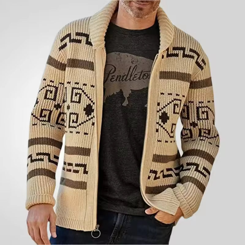 Gilet Homme – Maille Laine – Coupe Régulière – Fermeture Zippée – Col Revers