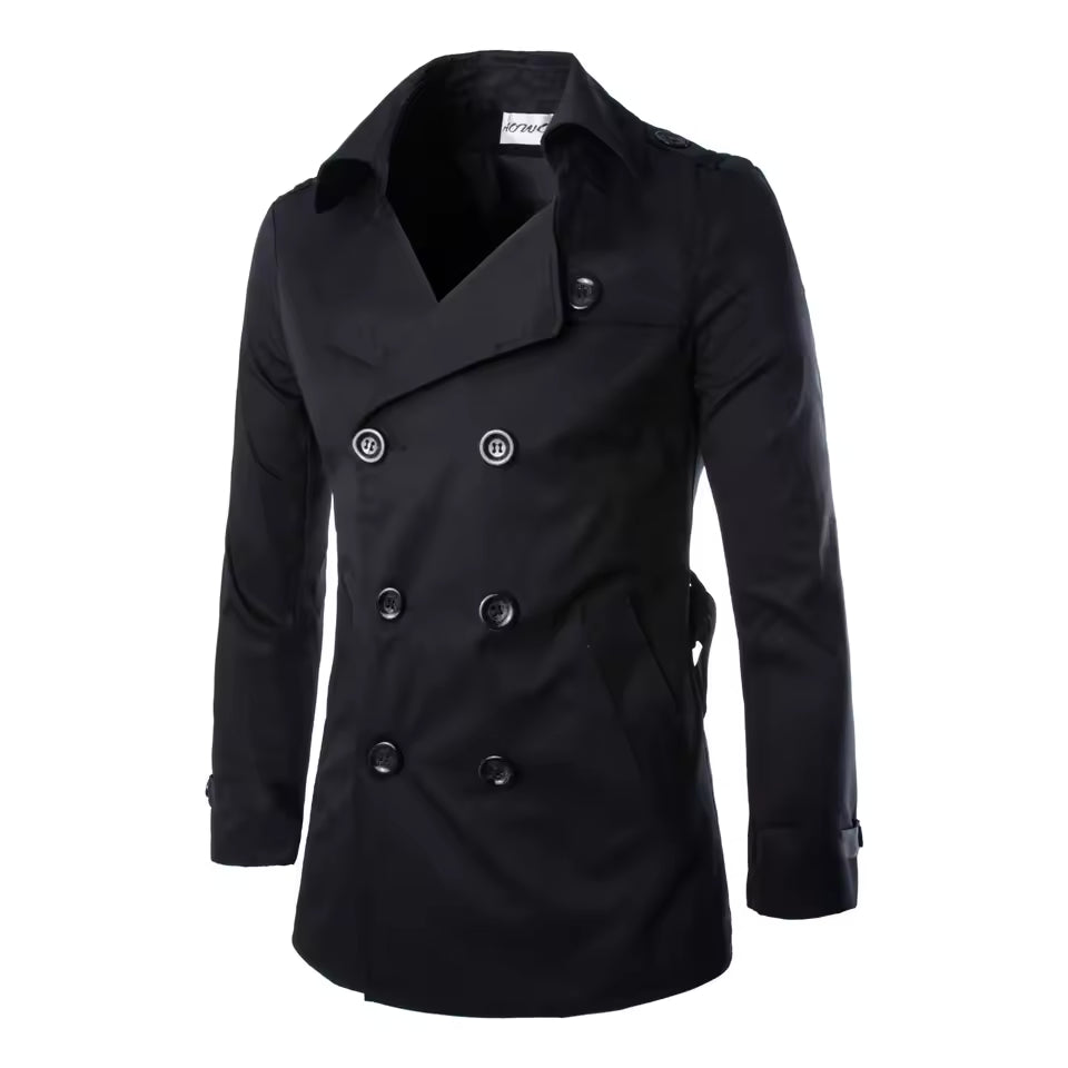 Manteau homme – Coton – Coupe ajustée – Double boutonnage – Épaulettes élégantes