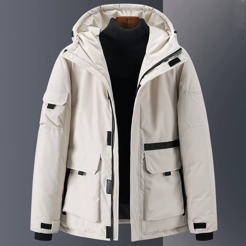 Quilted men's jacket – Hood – Water-repellent – Relaxed fit – Utility pockets