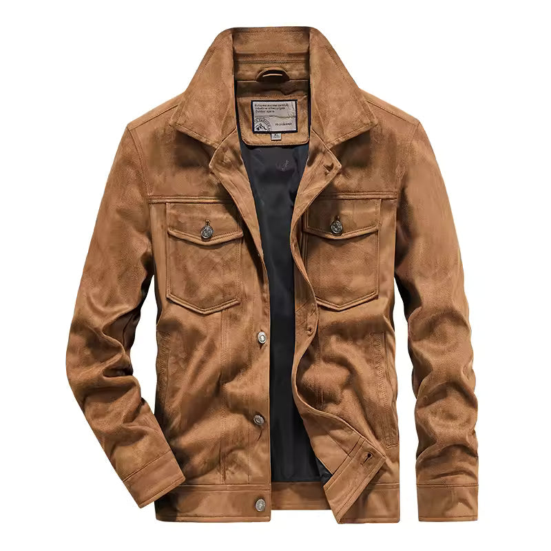 Men's jacket – Slim fit – Suede – Chest pockets – Button closure