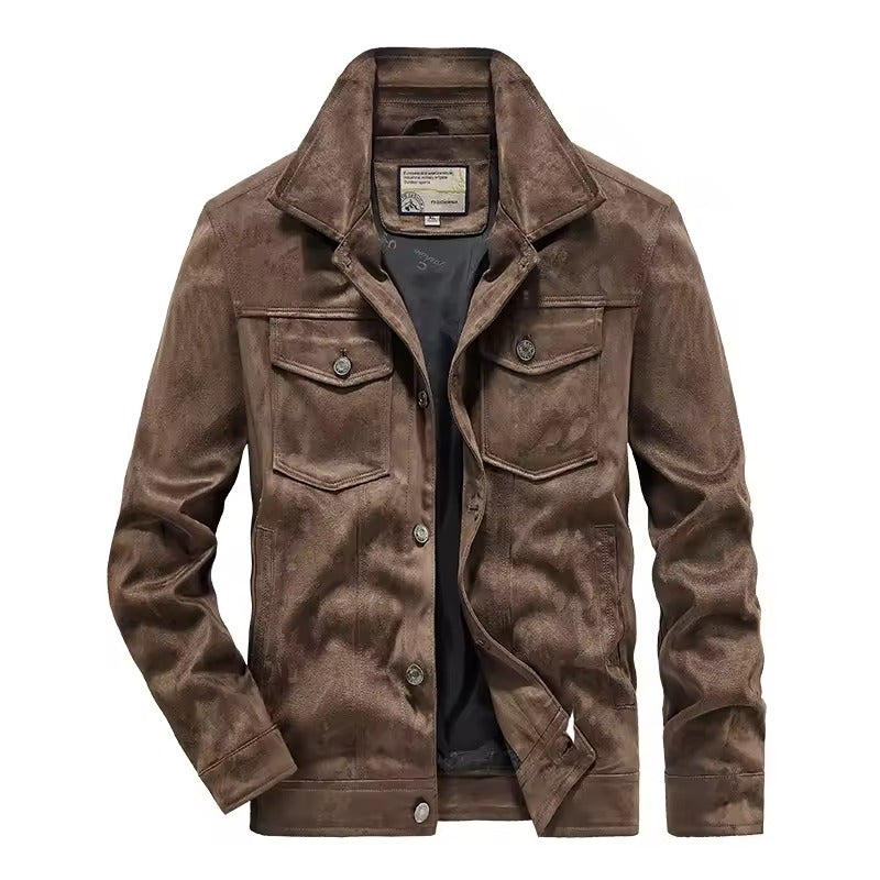 Men's jacket – Slim fit – Suede – Chest pockets – Button closure