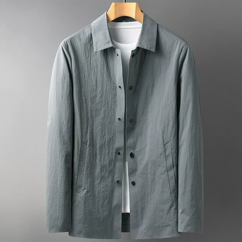 Men's mid-length jacket – Relaxed fit – Lightweight breathable fabric – Notched lapel