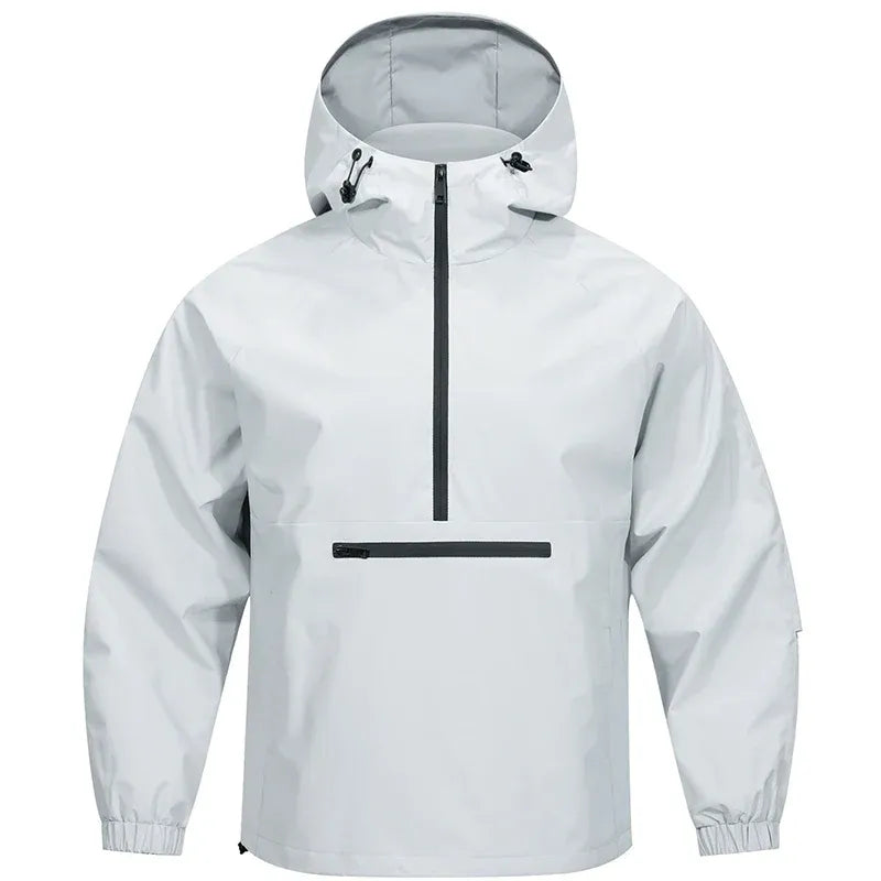 Men's Pull-Over - Woven Blend - Adjustable Hood - Relaxed Fit - Raglan Sleeves