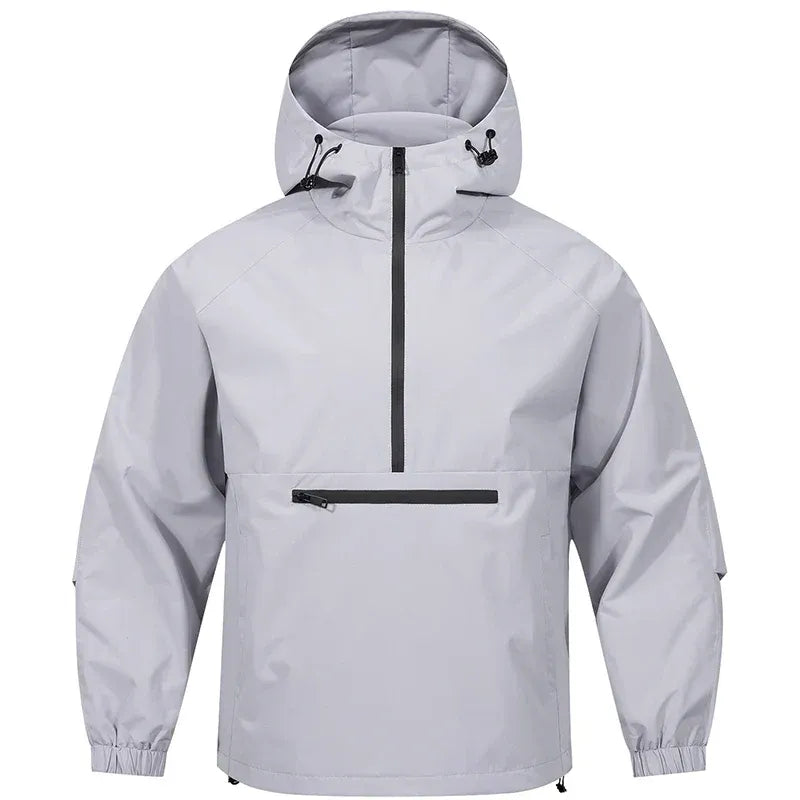 Men's Pull-Over - Woven Blend - Adjustable Hood - Relaxed Fit - Raglan Sleeves