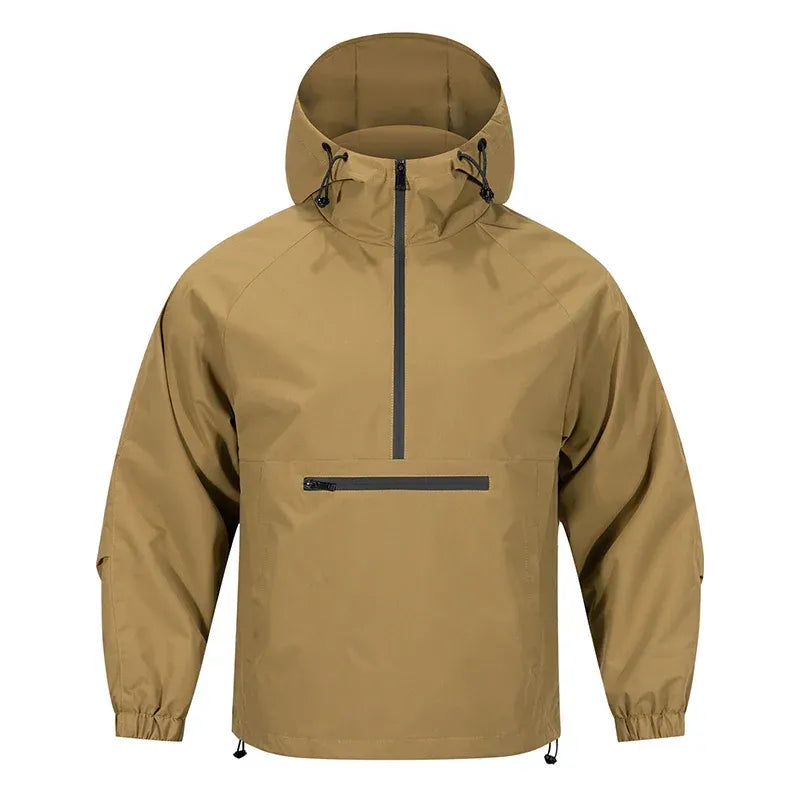 Men's Pull-Over - Woven Blend - Adjustable Hood - Relaxed Fit - Raglan Sleeves
