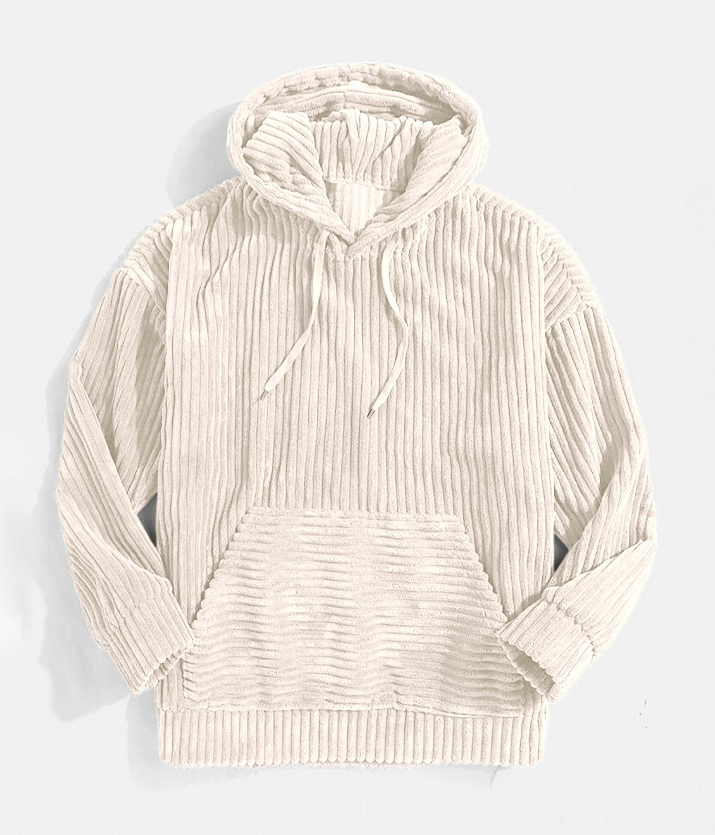 Men's Hoodie - Ribbed Velour - Oversized Cut - Kangaroo Pocket