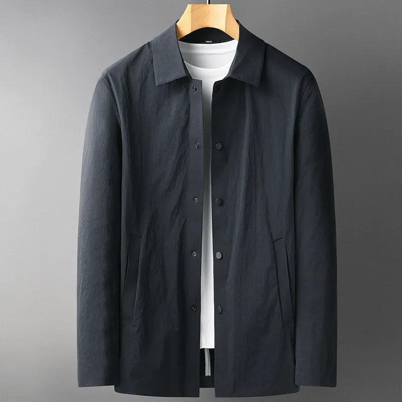 Men's mid-length jacket – Relaxed fit – Lightweight breathable fabric – Notched lapel