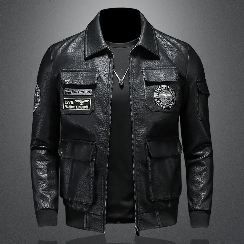 Blouson homme – Coupe slim – Style bomber – Patches brodés – Poches utilitaires