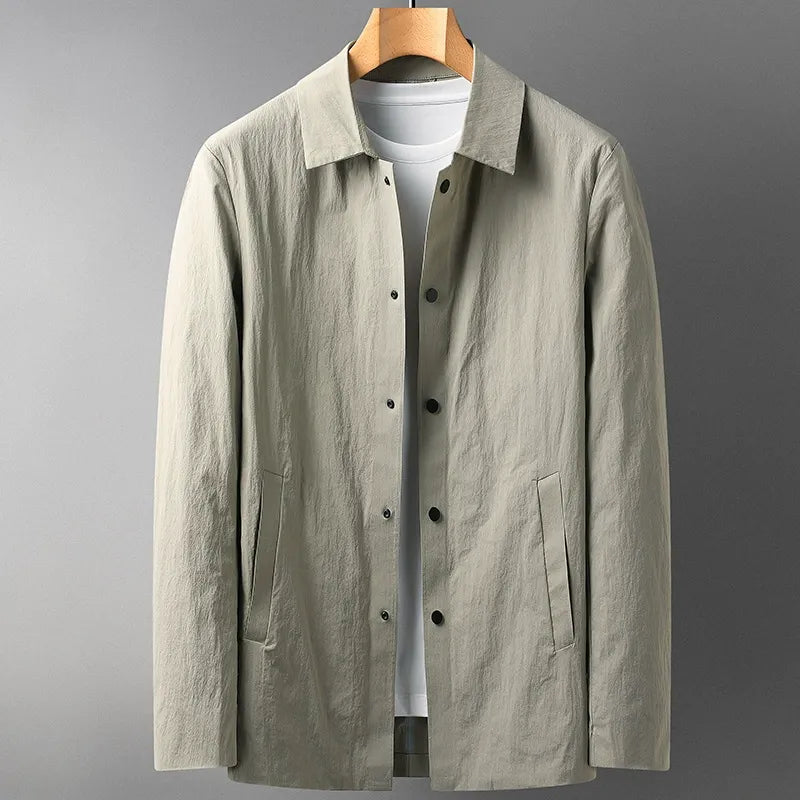 Men's mid-length jacket – Relaxed fit – Lightweight breathable fabric – Notched lapel