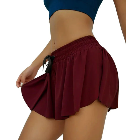 Women's sports shorts – Slim fit – Skort effect – Adjustable elastic waistband