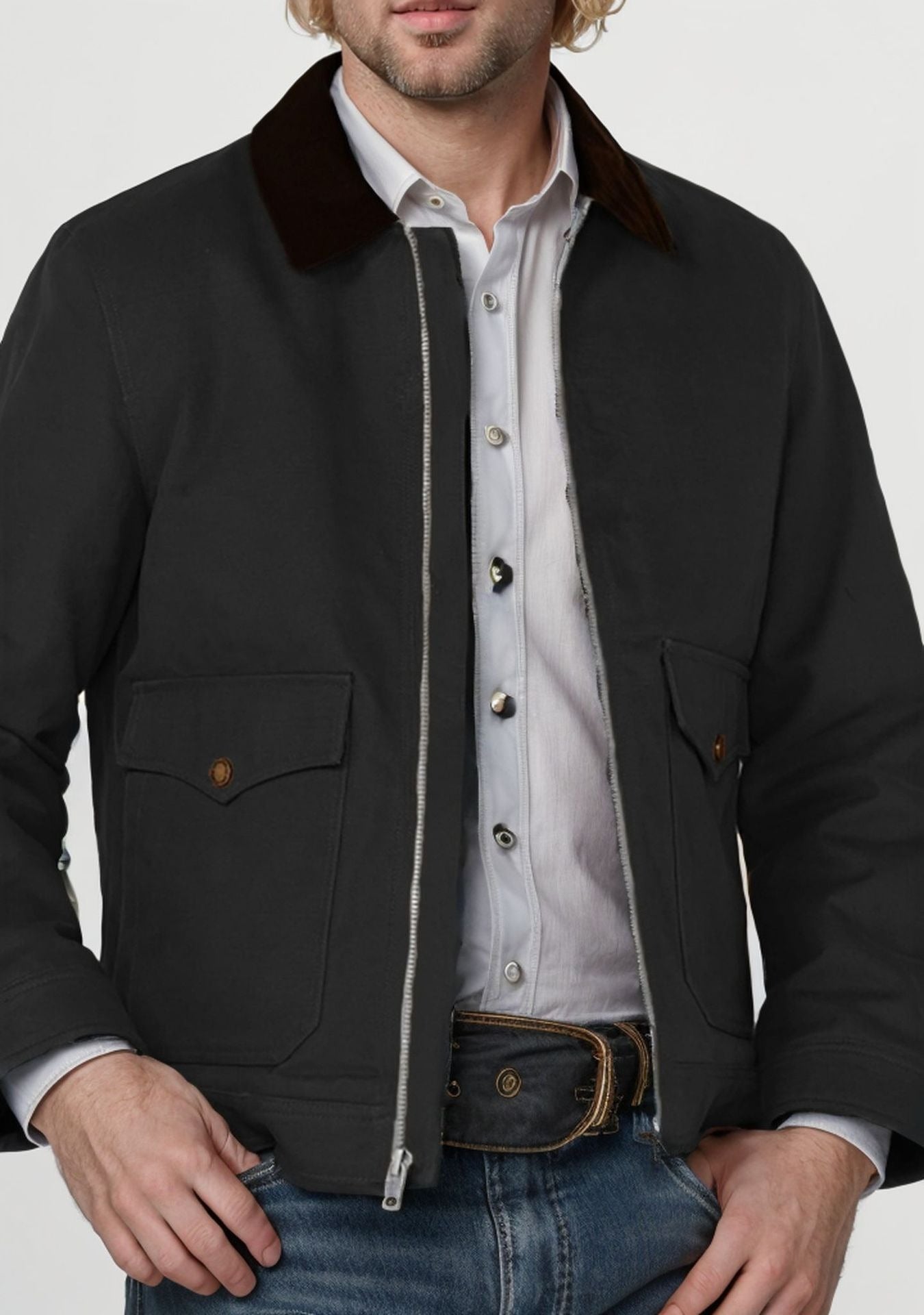 Men's jacket – Regular fit – Cotton blend – Zip fastening – Flap pockets