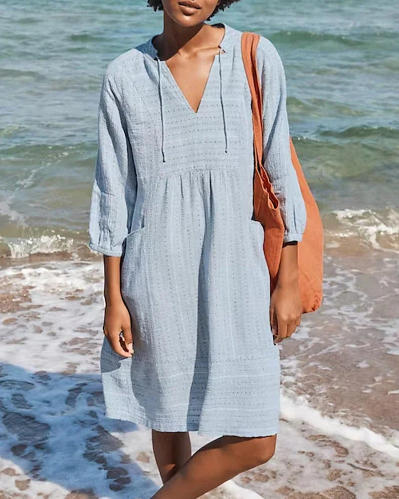 Women's resort dress – Relaxed fit – Breathable fabric – Three-quarter sleeves