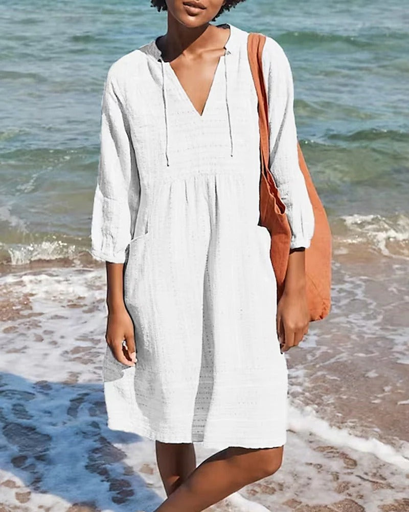 Women's resort dress – Relaxed fit – Breathable fabric – Three-quarter sleeves