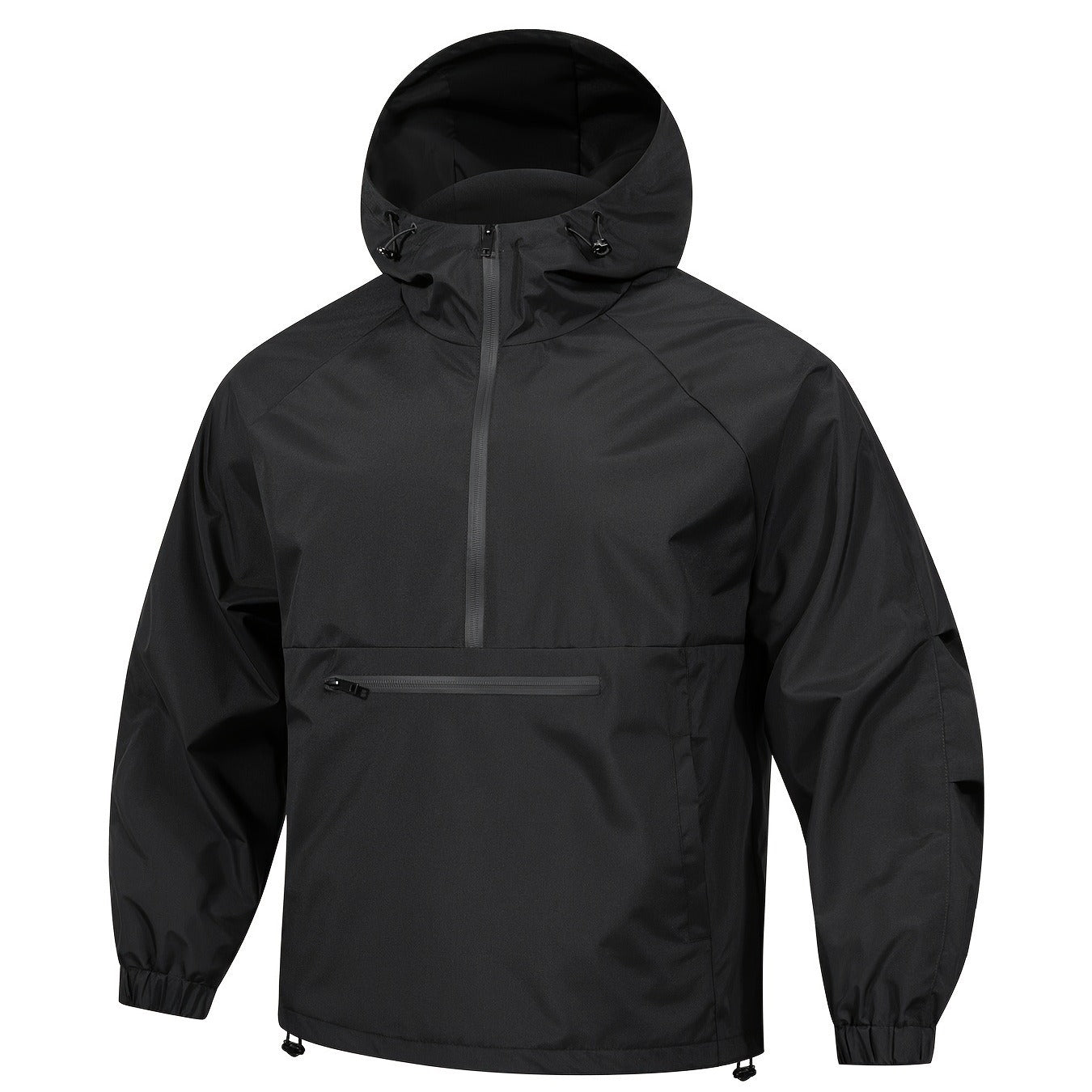 Men's Pull-Over - Woven Blend - Adjustable Hood - Relaxed Fit - Raglan Sleeves