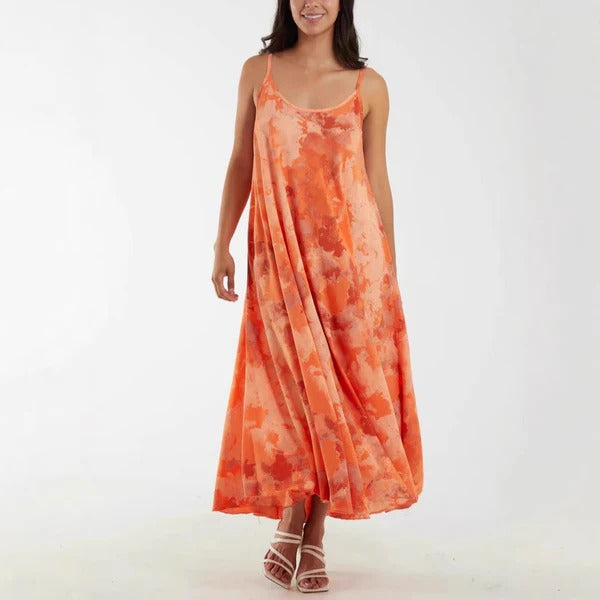 Women's long dress – Breathable fabric – Adjustable straps – Elegant flowing cut