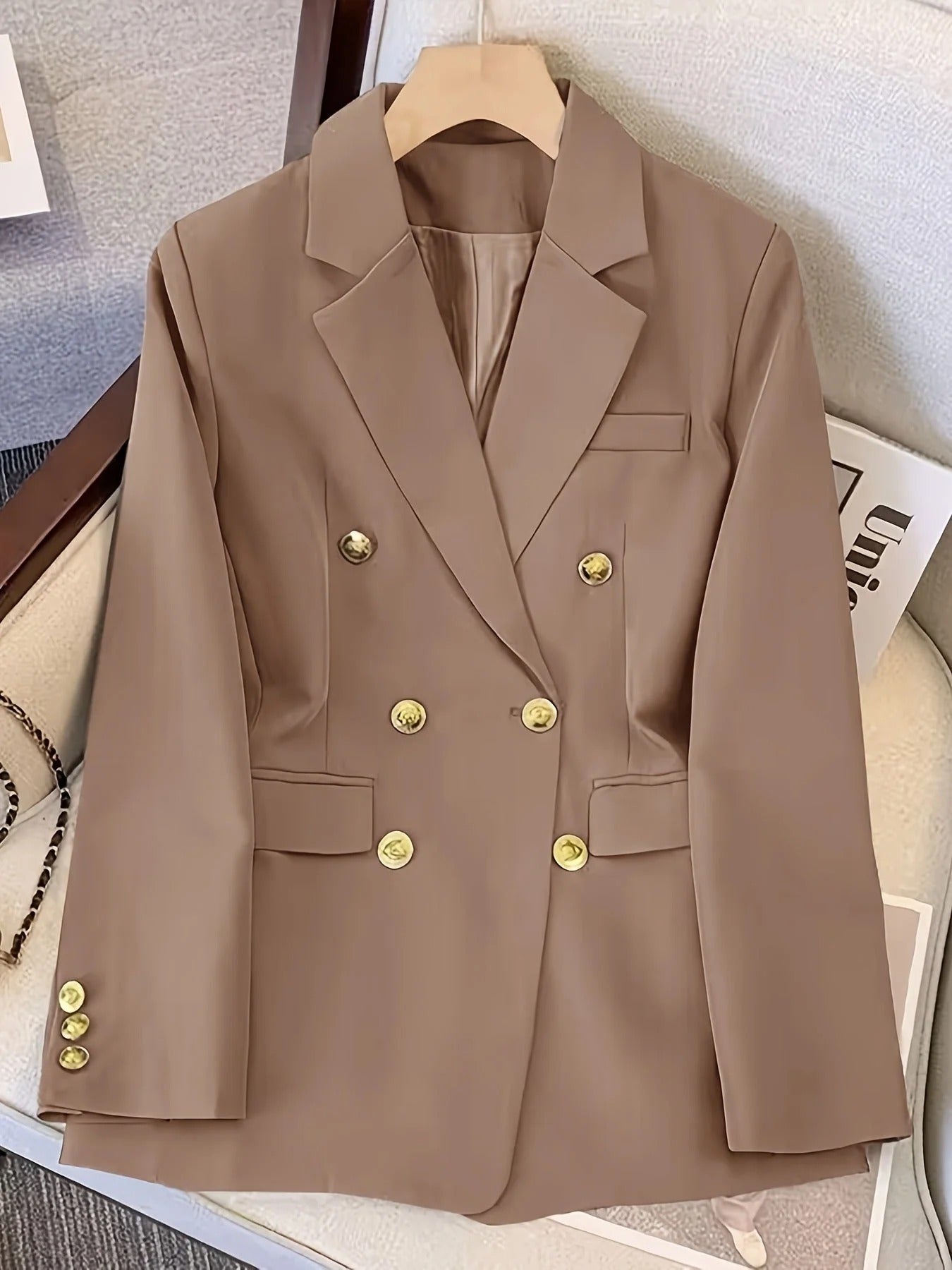 Women's Blazer - Woven Fabric - Slim Fit - Notched Lapel Collar - Long Sleeves