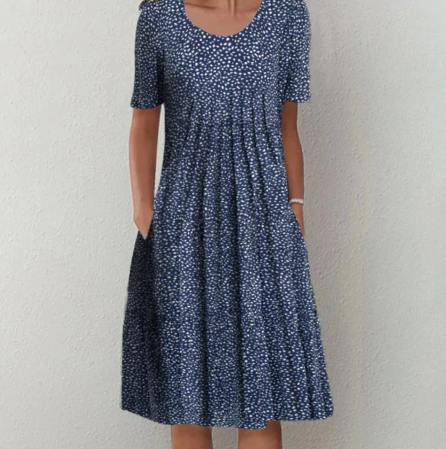 Robe midi femme – Coupe évasée – Tissu respirant – Manches courtes – Imprimé floral
